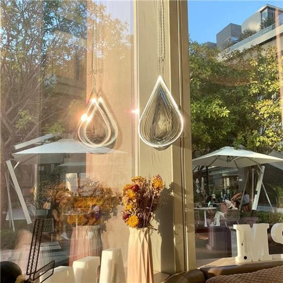 Wind Spinner Stainless Steel 3D Flowing Light 12“x 8“ with 360° Rotating Hook - Picture 6 of 6